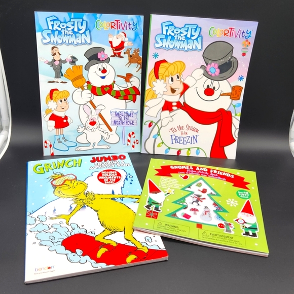New Christmas Activity & Coloring Books, Frost the Snowman, Grinch & Gnomes - Picture 1 of 16